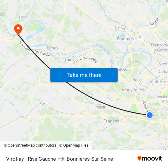 Viroflay - Rive Gauche to Bonnieres-Sur-Seine map