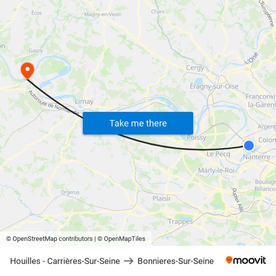 Houilles - Carrières-Sur-Seine to Bonnieres-Sur-Seine map