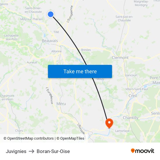 Juvignies to Boran-Sur-Oise map