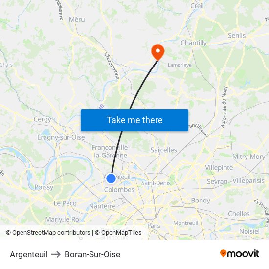 Argenteuil to Boran-Sur-Oise map