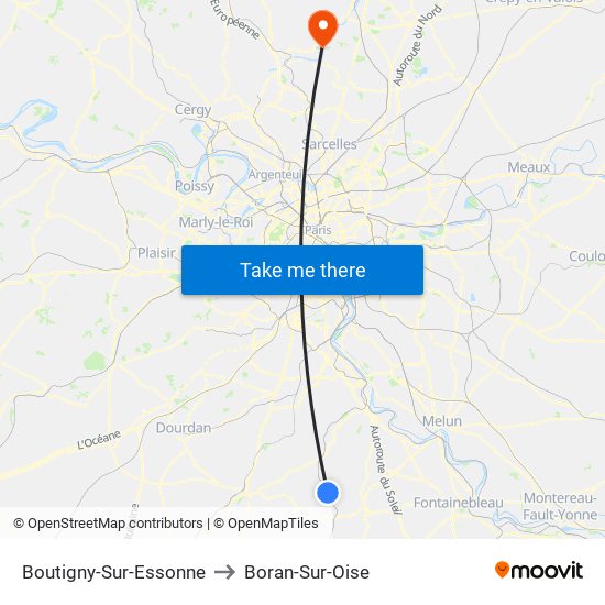 Boutigny-Sur-Essonne to Boran-Sur-Oise map