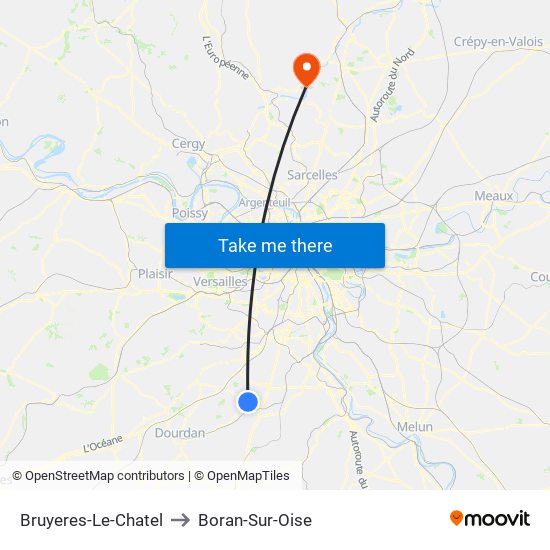 Bruyeres-Le-Chatel to Boran-Sur-Oise map