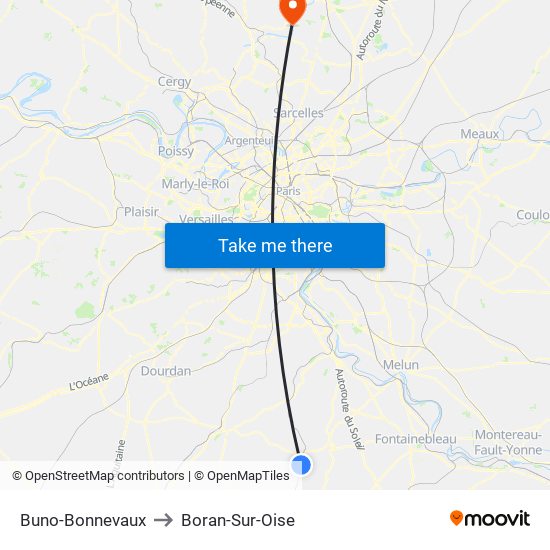 Buno-Bonnevaux to Boran-Sur-Oise map