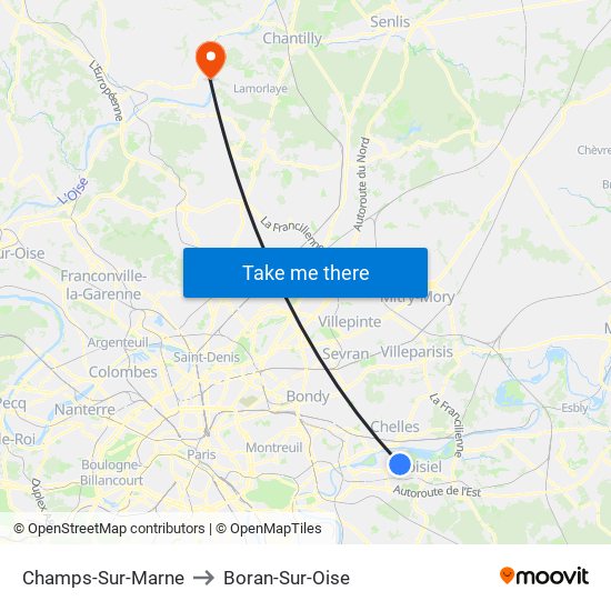 Champs-Sur-Marne to Boran-Sur-Oise map