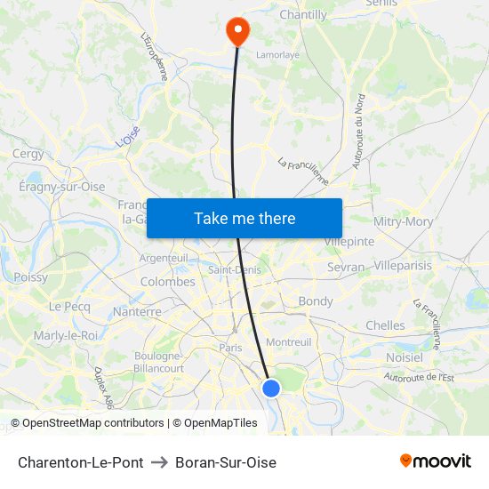 Charenton-Le-Pont to Boran-Sur-Oise map