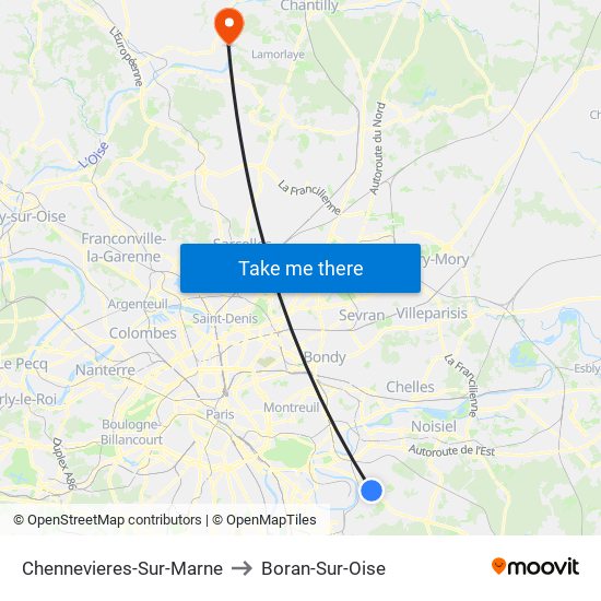 Chennevieres-Sur-Marne to Boran-Sur-Oise map