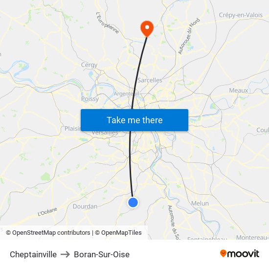 Cheptainville to Boran-Sur-Oise map