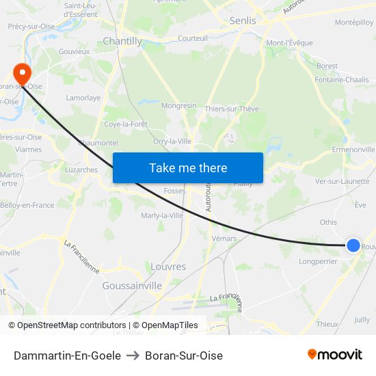 Dammartin-En-Goele to Boran-Sur-Oise map