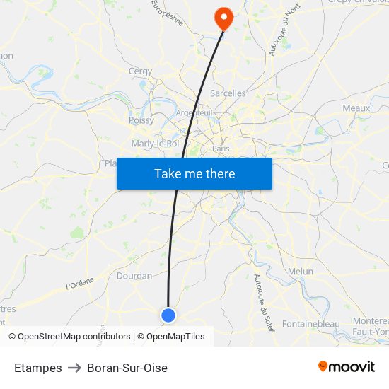 Etampes to Boran-Sur-Oise map