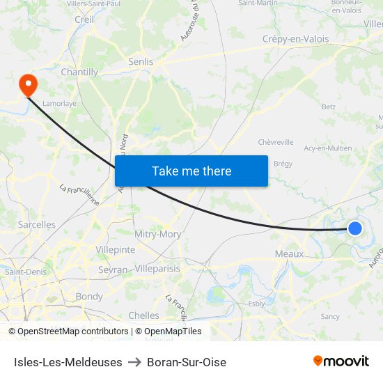 Isles-Les-Meldeuses to Boran-Sur-Oise map