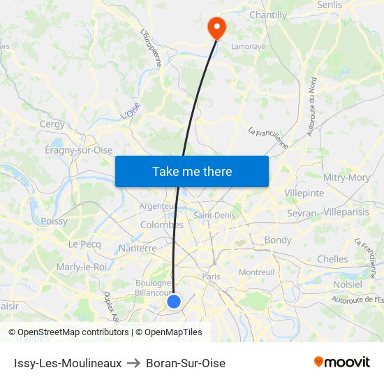 Issy-Les-Moulineaux to Boran-Sur-Oise map