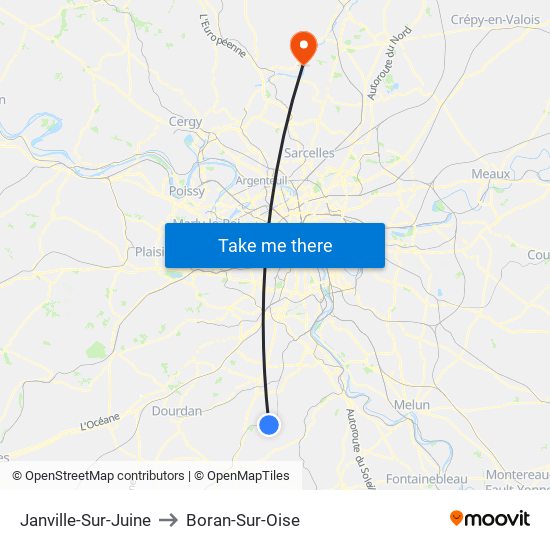 Janville-Sur-Juine to Boran-Sur-Oise map