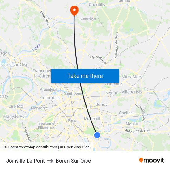 Joinville-Le-Pont to Boran-Sur-Oise map