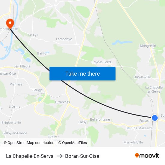La Chapelle-En-Serval to Boran-Sur-Oise map