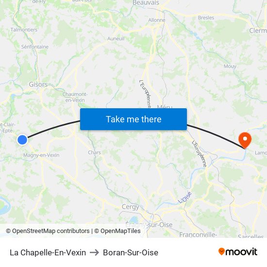 La Chapelle-En-Vexin to Boran-Sur-Oise map