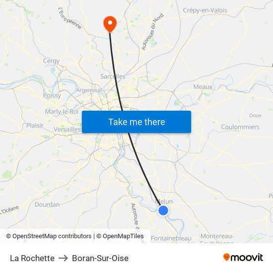 La Rochette to Boran-Sur-Oise map