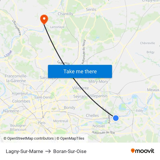 Lagny-Sur-Marne to Boran-Sur-Oise map