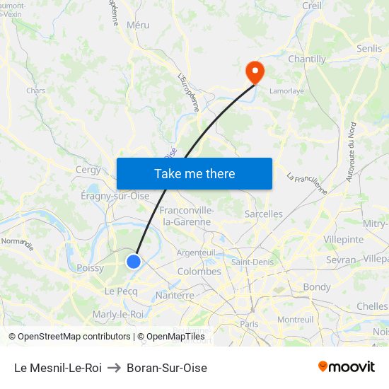 Le Mesnil-Le-Roi to Boran-Sur-Oise map