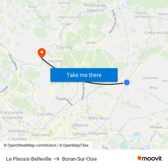 Le Plessis-Belleville to Boran-Sur-Oise map