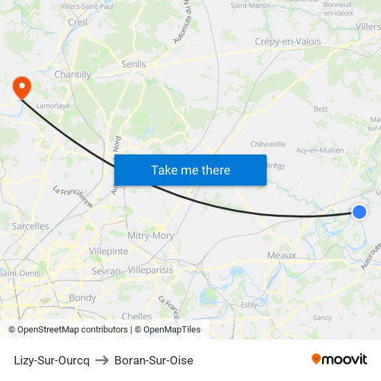 Lizy-Sur-Ourcq to Boran-Sur-Oise map