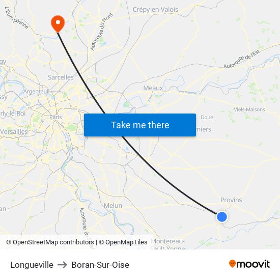 Longueville to Boran-Sur-Oise map