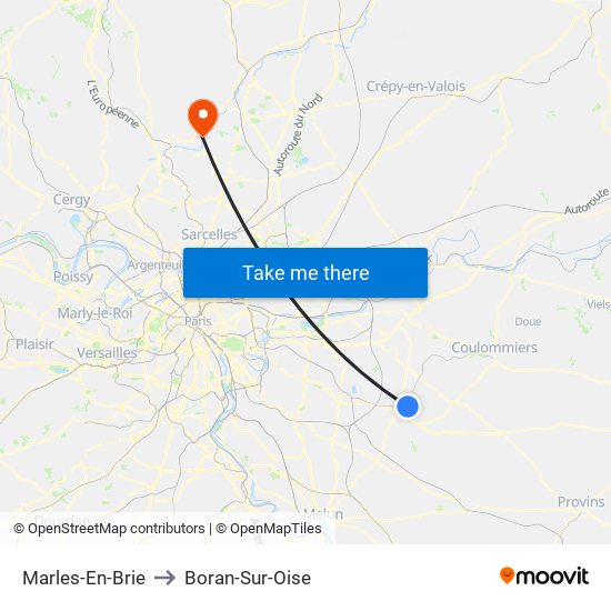 Marles-En-Brie to Boran-Sur-Oise map