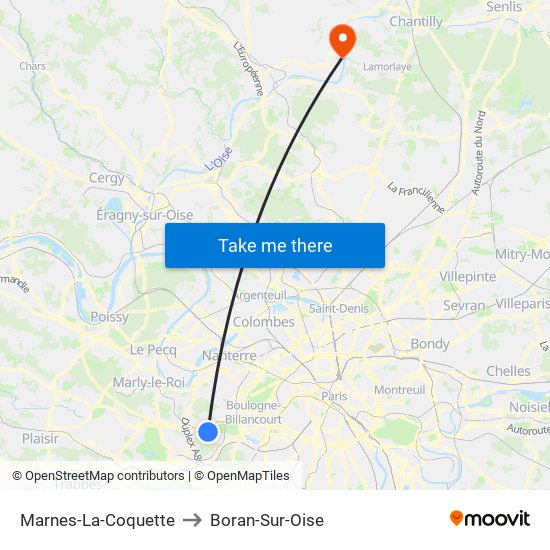 Marnes-La-Coquette to Boran-Sur-Oise map