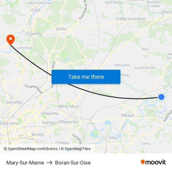 Mary-Sur-Marne to Boran-Sur-Oise map