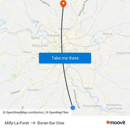 Milly-La-Foret to Boran-Sur-Oise map