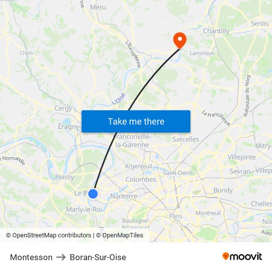 Montesson to Boran-Sur-Oise map