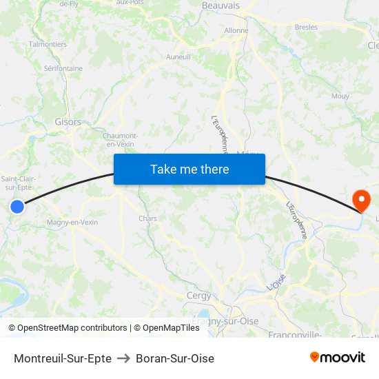 Montreuil-Sur-Epte to Boran-Sur-Oise map