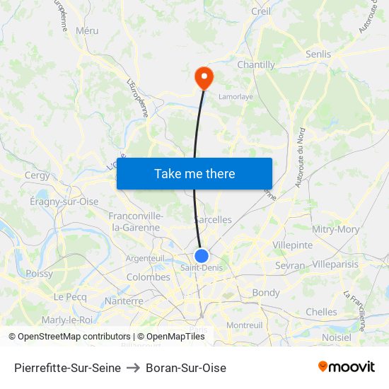 Pierrefitte-Sur-Seine to Boran-Sur-Oise map