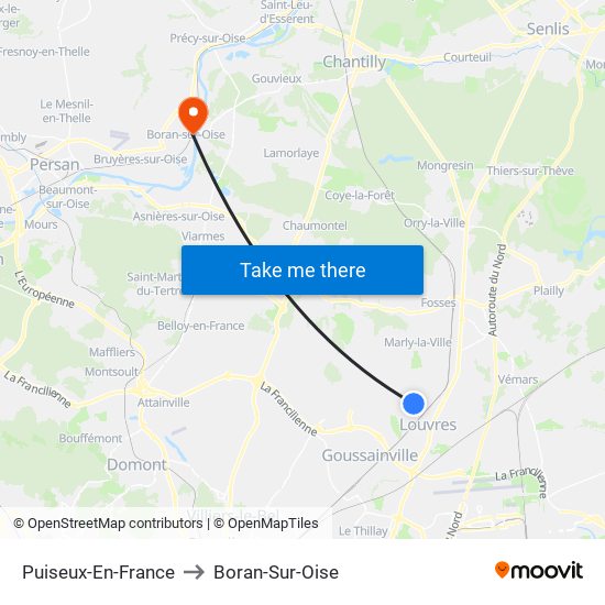 Puiseux-En-France to Boran-Sur-Oise map