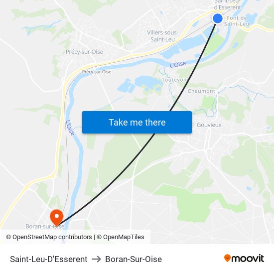 Saint-Leu-D'Esserent to Boran-Sur-Oise map