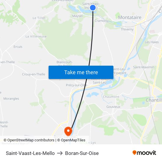 Saint-Vaast-Les-Mello to Boran-Sur-Oise map