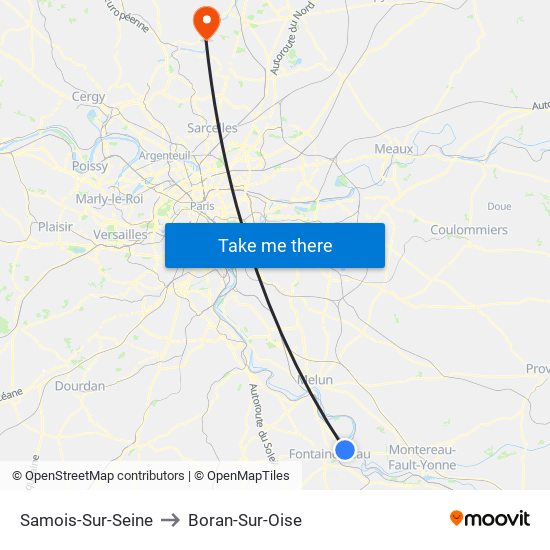 Samois-Sur-Seine to Boran-Sur-Oise map