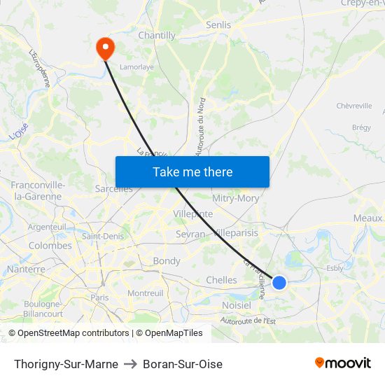 Thorigny-Sur-Marne to Boran-Sur-Oise map