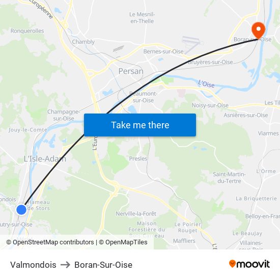 Valmondois to Boran-Sur-Oise map