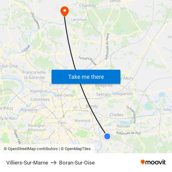 Villiers-Sur-Marne to Boran-Sur-Oise map