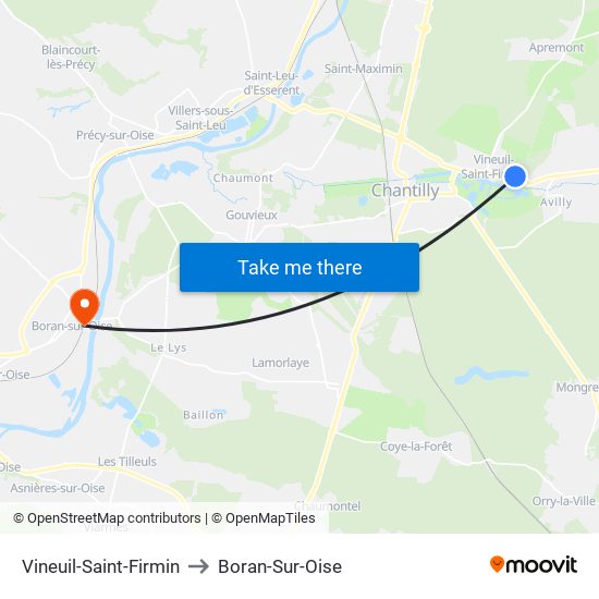 Vineuil-Saint-Firmin to Boran-Sur-Oise map