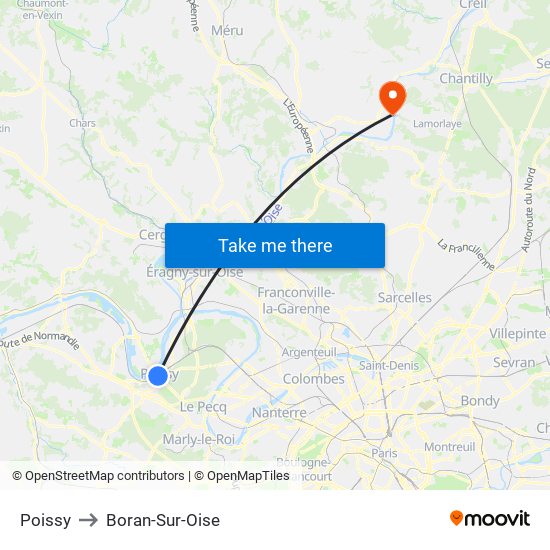 Poissy to Boran-Sur-Oise map