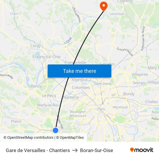 Gare de Versailles - Chantiers to Boran-Sur-Oise map