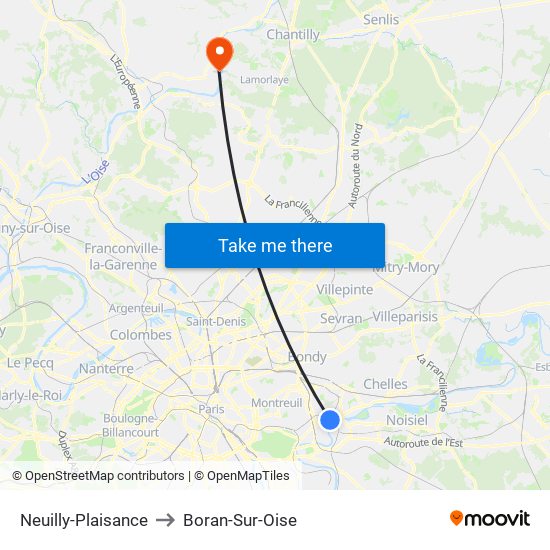 Neuilly-Plaisance to Boran-Sur-Oise map