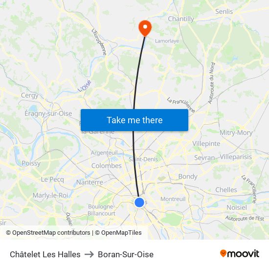 Châtelet Les Halles to Boran-Sur-Oise map