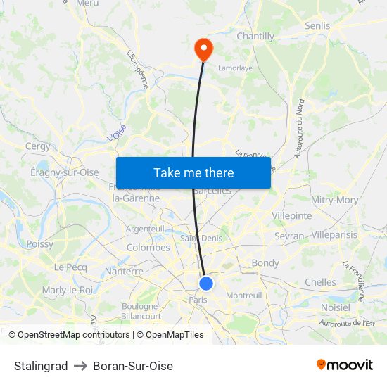 Stalingrad to Boran-Sur-Oise map