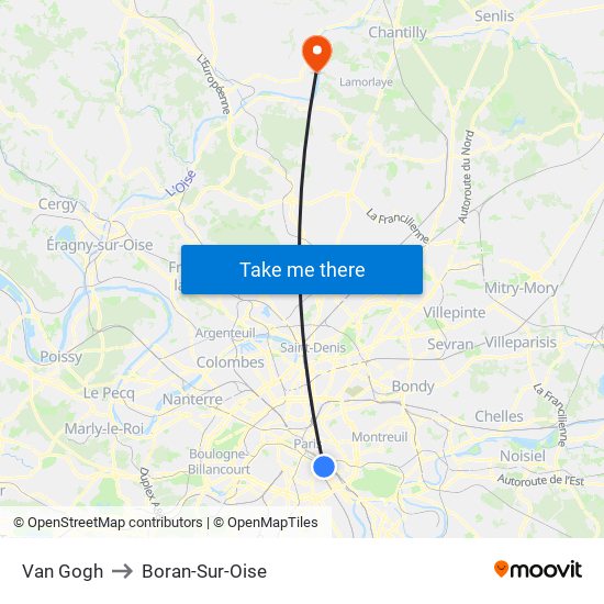 Van Gogh to Boran-Sur-Oise map