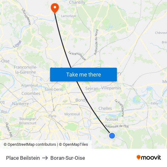 Place Beilstein to Boran-Sur-Oise map