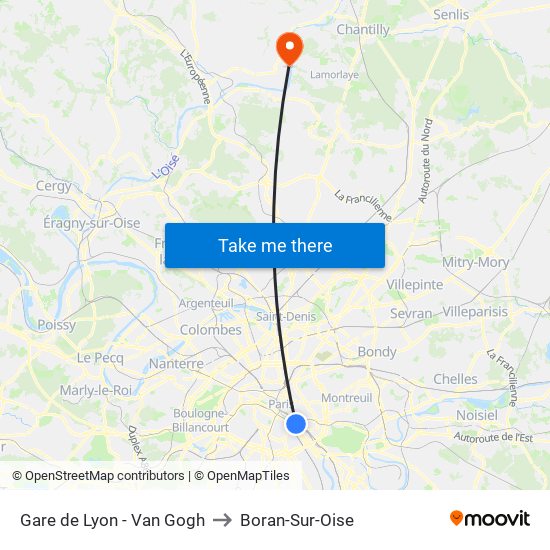 Gare de Lyon - Van Gogh to Boran-Sur-Oise map