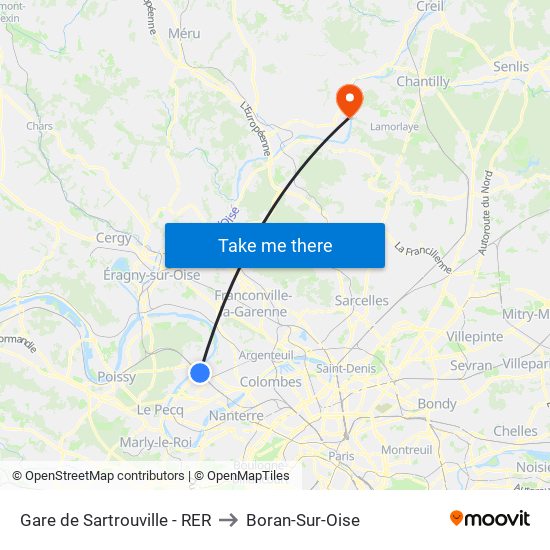 Gare de Sartrouville - RER to Boran-Sur-Oise map