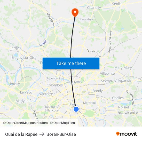 Quai de la Rapée to Boran-Sur-Oise map